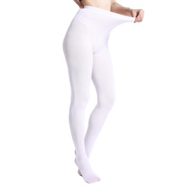 MATHACINO Women's 80D Solid Color Soft Semi Opaque Pantyhose Colored Tights High Waist Womens Tights(White, 2XL/3XL)