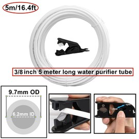 HUAZIZ 5 Metre White Universal Connection Set, 14 Pieces RO Water Filter Fitting, for 3/8 Inch Hose, Fridge Hose, Water Hose (Y + T + I + L Type + Shut-off Valve)