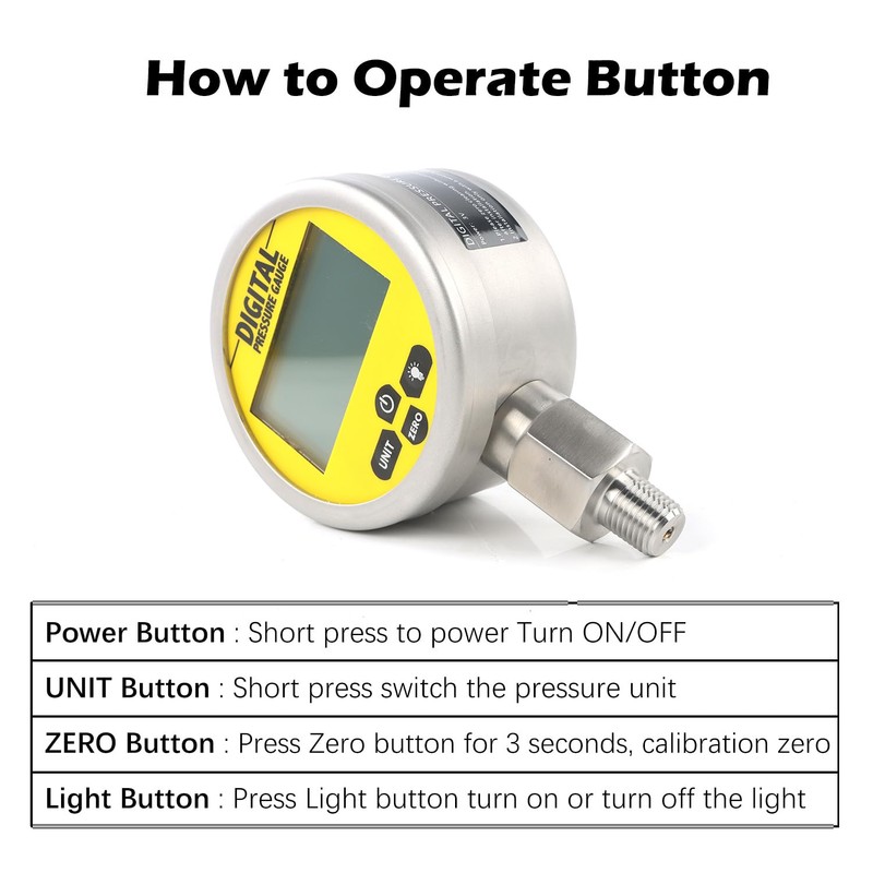 IMELBUFF 10000 PSI Digital Hydraulic Pressure Gauge Pressure Sensor 1/4-Inch
