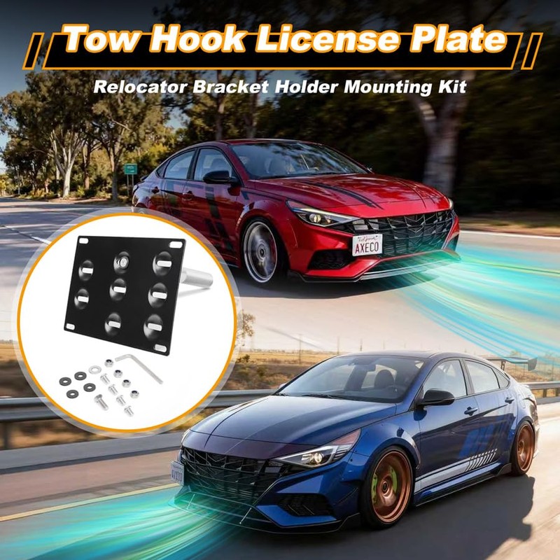 Drill Free Front Grill Mesh Tow Hook License Plate Relocation