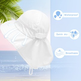 XIAOHAWANG Baby Sun Hats Toddler UPF 50+ Hat for Girl Boy Beach hat Kid Bucket Cap Infant Summer Caps Neck Flap (M(2-6 Years), White)