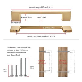 TUNNY 5 Pack Classic Cabinet Handles-7.5"/192mm Screw Spacing Champagne Bronze Furniture Hardware Handles for Champagne BronzeKitchen Cabinets Bedroom Cabinet Pull
