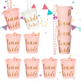 Byffoer JGA Shot Glasses, Pack of 12 JGA Plastic Shot Glasses with Chain Team Bride and Bachelorette Party Cups for Bachelorette Party Wedding Bridal Decorations