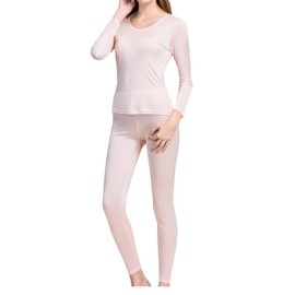 Grenasasilk Womens Silk Long Underwear Mulberry-silk Long Johns Thermal Underwear Sets Cold Weather Base Layer (X-Large, Flechcolor)