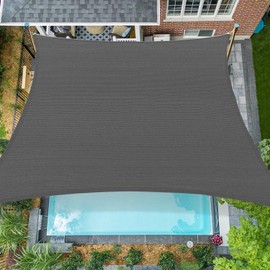 Coumavin 16'x20' Sun Shade Sail Rectangle Outdoor UV Block Square Canopy Sunshade Cover for Backyard Porch Pergola Deck Garden Patio, Dark Grey