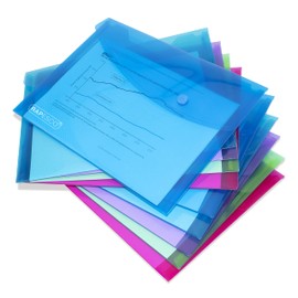 Rapesco 1679 Popper Wallets, A5, Assorted Transparent Colours, Pack of 10