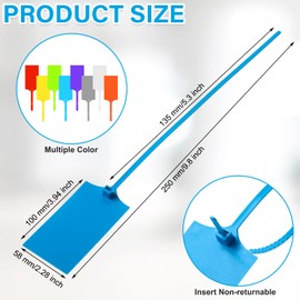 120 Pcs Plastic Tags for Labeling Waterproof Blank Seals Shipping Tags 8 Colors Plastic Truck Label 2.3" x 10" Self Locking Label Logistics Use Tie with 2 Marker Pen