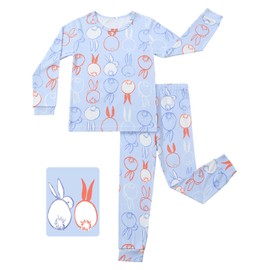 Bamboo Viscose Baby Boys Girls Pajama Sets 3-4T Toddler Kids Softness Two Piece Long-Sleeve Snug fit Sleepwear Pjs Jammies Blue Rabbit