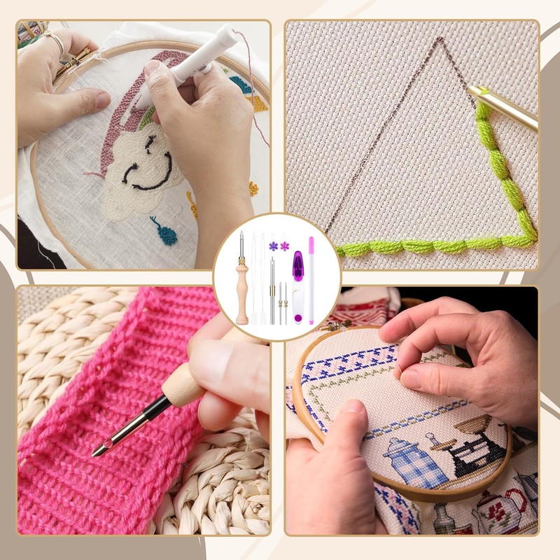 Punch Needle Tool Kit Set - Adjustable Embroidery Punch Needles