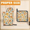 Cute Mushroom Forest Oven Mitts and Pot Holders,Floral Flower Heat