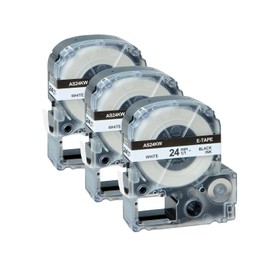 GREENCYCLE 3PK Compatible for LW Label Maker Tape 24mm 1" LK-6WBN LC 6WBN9 SS24KW Black on White Tape for LabelWorks LW600P LW700 LW900P LW1000P Label Printers