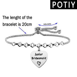 POTIY Junior Bridesmaid Bracelet Bridal Party Gift Wedding Party Jewelry for Maid of Honor Bridesmaid Link Charm Bracelet (Junior Bridesmaid Bracelet)