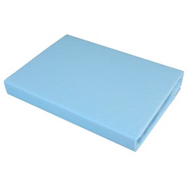 Gerald Wittmann Fitted Sheet Jersey Boxspring, 100% Cotton, Small Double Bed, Blue, 140x200-160x200 cm
