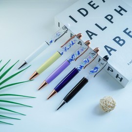 Sikyby Dolphin Jellyfish Sea Shell Glow In The Dark Cute 3D Floater Liquid Writing Journaling Office Pen Unique Gift For Women Men Kids Set of 5 Pens