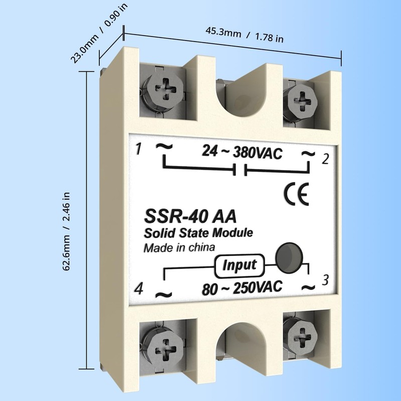 YQSIYU SSR-40AA Solid State Relay AC to AC Single Phase