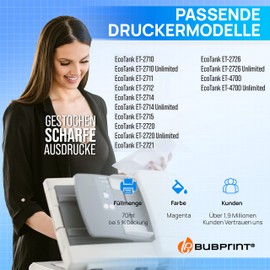 Bubprint Ink Compatible 104 Ink Compatible to Replace Epson Ecotank ET-4700 ET-2720 ET-2710 ET-2711 ET-2712 ET-2714 ET-2715 ET-2721 ET-2726 Magenta