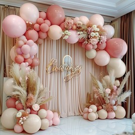 Balloons Pink, Pack of 84 Balloons Birthday Garland Set of Balloons Pink 18 Inches 12 Inches 10 Inches 5 Inches Helium Balloons Pink for Wedding, Birthday, Baby Shower, Graduation, Decoration