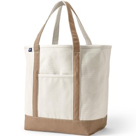 Lands' End Natural Open Top Canvas Tote Natural/rich Camel Medium