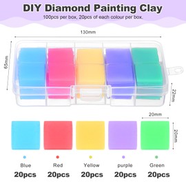 Mynoozi 100 Pieces Diamond Painting Glue Clay DIY Art Painting Wax Glue Square Pads for Diamond Painting Accessories Glue Clay Wax Tool