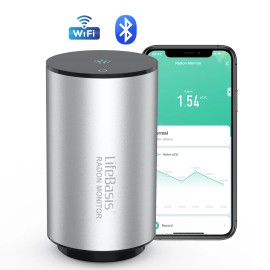 Radon Detector WiFI Indoor Air Quality Monitor Home Gas Detectors Smart Radon Monitor with APP Home AutomationColor: Silver, Accuracy: 0.1