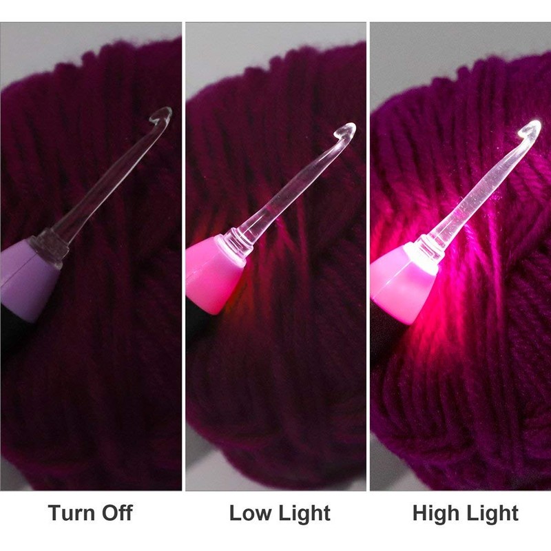 11 Tallas Ganchillos Crochet,Agujas de Ganchillo Led con Estuche,Ganchos de