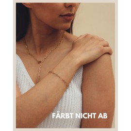 GD GOOD.designs Women's Link Bracelet in Gold 18 Carat or Silver – Waterproof – Fine Link Bracelet Made of Stainless Steel I Adjustable Link Chain, Stainless Steel, no stone