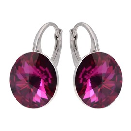Rivoli Earrings Austrian Zirconia 925 Silver - Jewellery for Women and Girls - Drop Earrings Ideal for Gifts for Women, Silver, Crystal