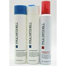 Paul Mitchell Awapuhi Shampoo, The Detangler 10.1 oz & Sculpting Foam 6.7oz Trio
