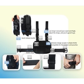 HYS Universal Tactical Molle Platform Bag with Adjustable Belt and Thigh Straps Suitable for Walkie Talkie Pistol Magazine and Other MOLLE System Accessories Black or, black, or