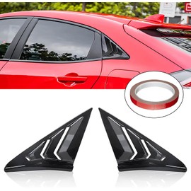 WINKA Rear Side Window Louvers, Sport Style Scoop Louvers Cover Blinds for Honda Civic Hatchback Type R 2021 2020 2019 Cool Exterior Decoration Black