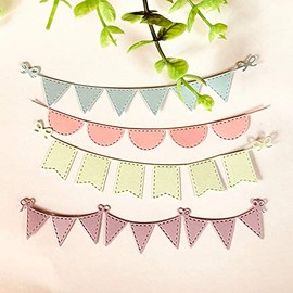 4 Pcs/Set Triangle Circle Banners Cutting Dies,Letmefun Metal Cutting Dies Stencils for DIY Scrapbooking Album Paper Card Decorative Craft Die Cuts