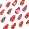 JUSTUSNX 24pcs Elliptic Christmas Fake Nails Red Long False Nails