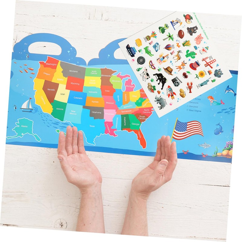Kisangel Sticker Books Reusable Map Sticker Playthings for Fun Educational