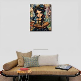 American Female Teacher Paint by Numbers Kits with Brushes and Acrylic Pigment on Canvas Painting for Adults,Girl Open The Books Picture for Home Wall Decor Students Gifts 16''x20'' inch(DIY Framed)