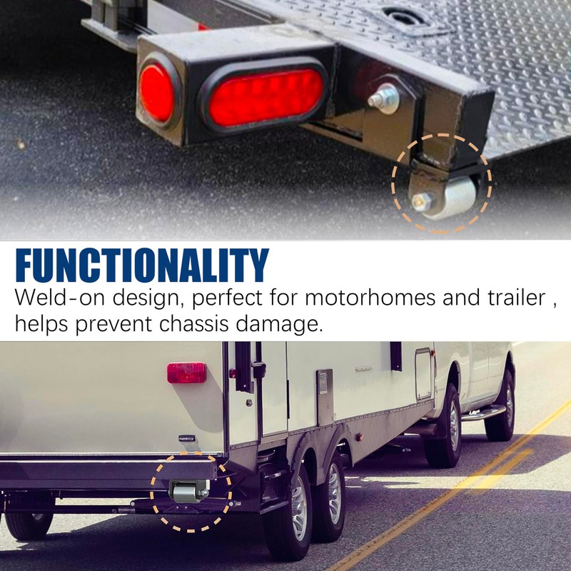 2.4" Heavy Duty Roller Weld-On Trailer Rollers (4-Pack) - Skid-Proof