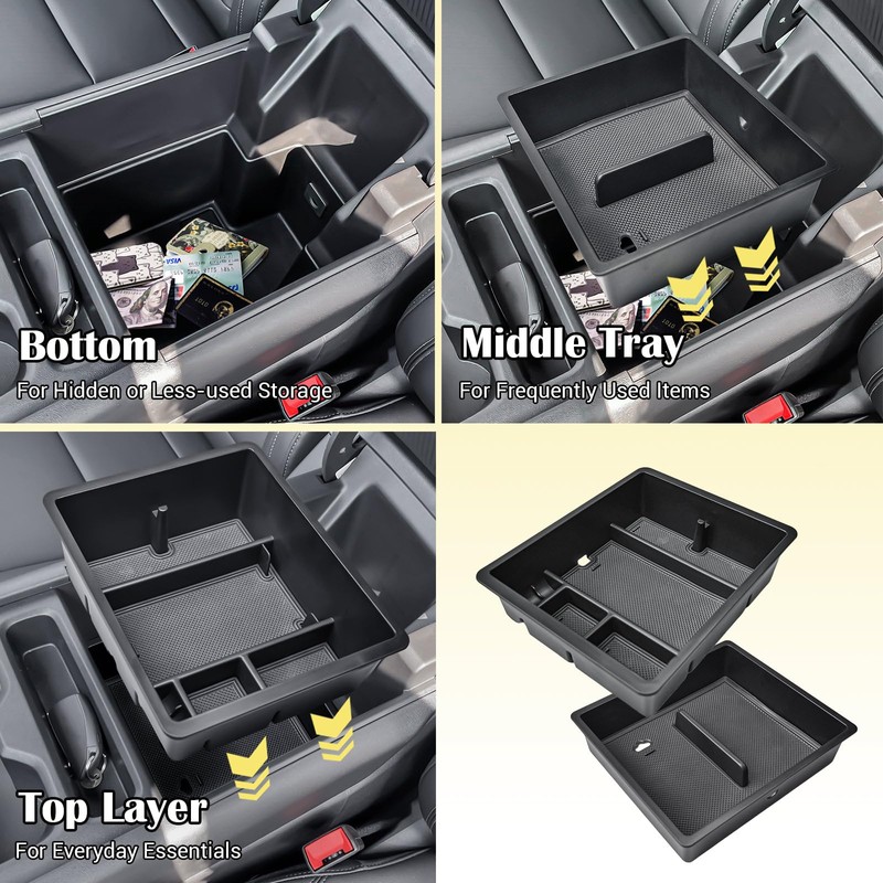 2PCS Rear Center Console Organizer Tray Compatible with 2024 2025