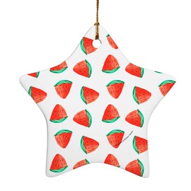 GRAPHICS & MORE Watermelon Slices Summer Pattern Star-Shaped Porcelain Holiday Christmas Tree Ornament - 3.1"