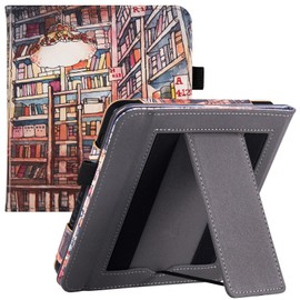 BOZHUORUI Stand Case for 7" Kobo Libra Colour (Model N428) and Kobo Libra 2 (Model N418) e-Reader - Premium PU Leather Sleeve Cover with Two Hand Straps/Auto Sleep/Wake (Vintage Brown)