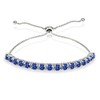 GemStar USA Sterling Silver 4mm Blue Round-cut Bolo Adjustable Bracelet