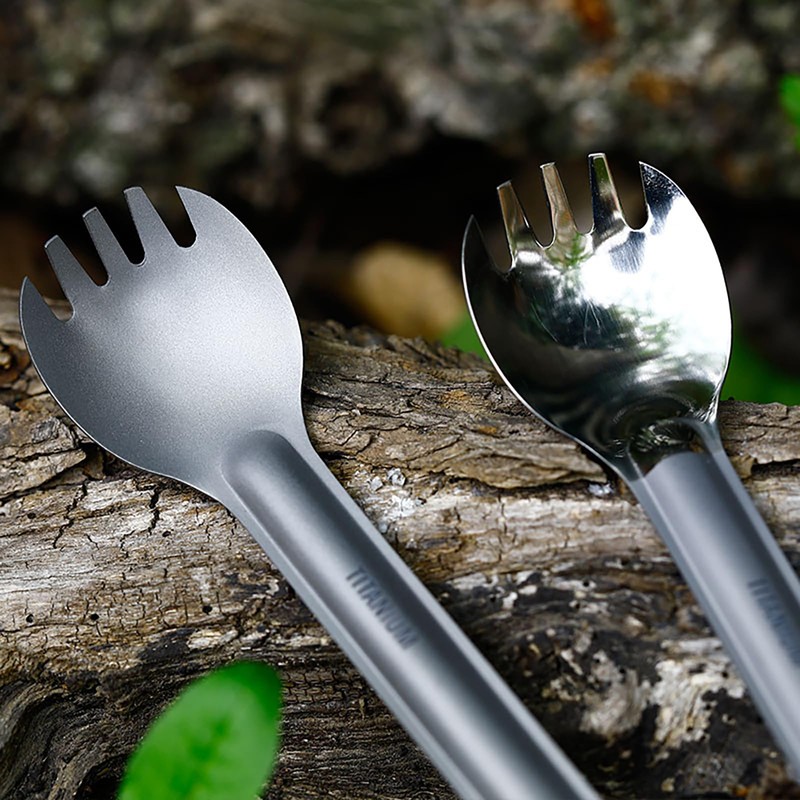 Titanium Spork or Long Handle Spoon Camping Utensils 8.5 in