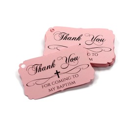 Baptism Tags - Thank You for Coming to My Baptism (Set of 12) (Baby Pink)