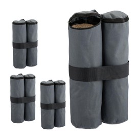 Relaxdays Gazebo Sandbags, Set of 4, Oxford Fabric, for Filling with Sand, Weighted Party Tents, Weight Bags, Grey