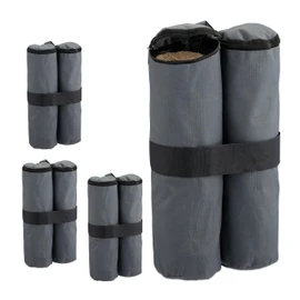 Relaxdays Gazebo Sandbags, Set of 4, Oxford Fabric, for Filling with Sand, Weighted Party Tents, Weight Bags, Grey