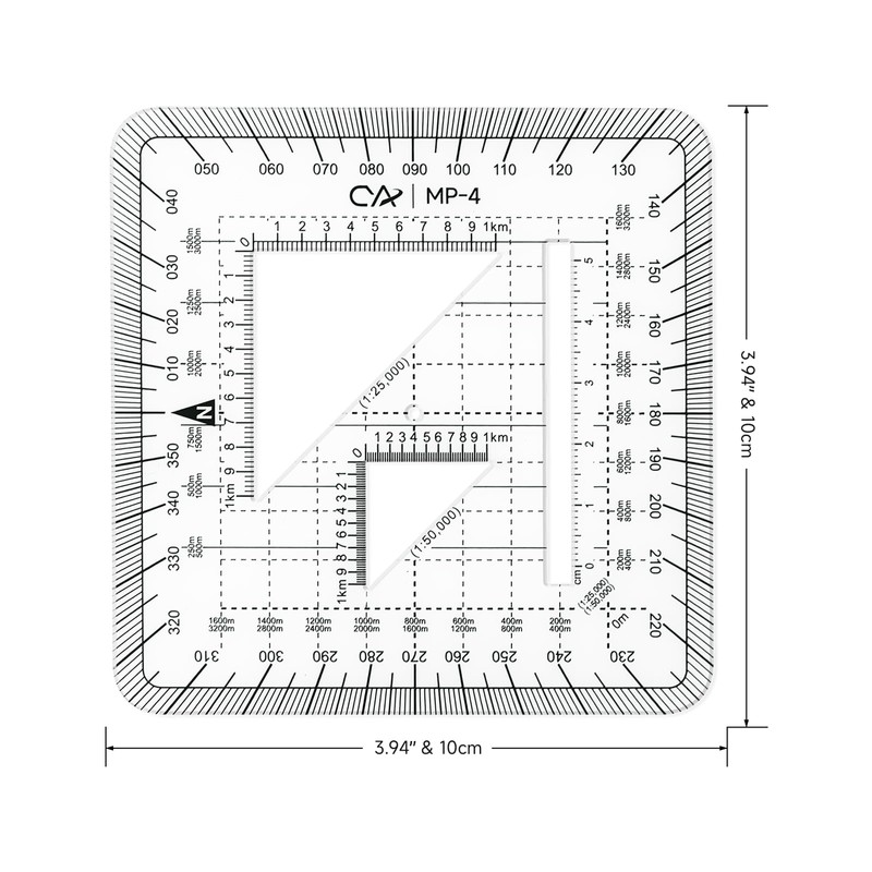 CYA Square Military Map Coordinate Scale Protractor Map for Land