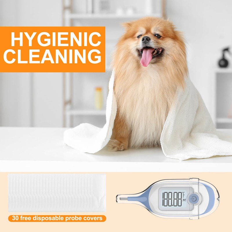 Pet Thermometer, Friendly Short Probe,Comfort Flexible,10-Sec Reading, Rectal Thermometer for