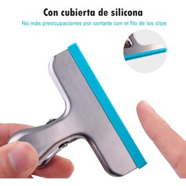 U Chef Set de 12 Clips para Bolsas Cubiertos de Silicona, Broches perfectos para Bolsas de Alimentos, Sellado Hermético y Resistentes, 3 pulgadas de ancho