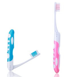 ZEYIYER 2 Stück Reise-Klappzahnbürsten-Set, tragbare Zahnbürste, weiche Reisezahnbürste, Reisezahnbürste zum Wandern, Camping und Reisen