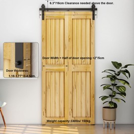 CCJH 42" Bi-Folding Sliding Barn Door Hardware Kit for 2 Doors,Slide Smoothly Quietly,Black Track J Shape Roller,No Door
