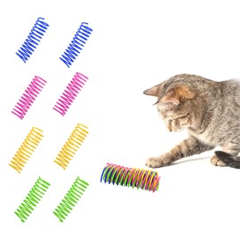 AegatarLue 16 Pack Cat Spring Toy Colorful Cat Creative Toy for Kill Time and Keep Fit, 4 Colors Cats Spiral Spring Plastic Creative Cats Toys for Indoor Playing Swatting Biting (16 Pcs, L)