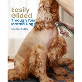 oneisall Dog Clippers for Grooming for Thick Heavy Coats/Low Noise Rechargeable Cordless Pet Shaver with Stainless Steel Blade/Waterproof Dog Shaver for Dogs Pets and Animals (Gold)